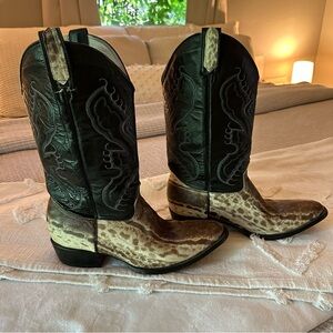 Black and Brown Western Snakeskin Cowboy Boots